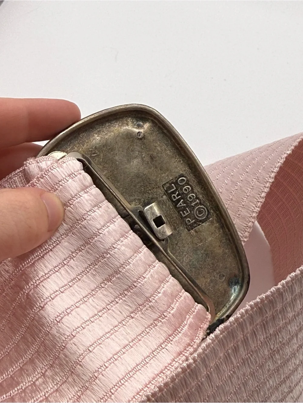 Vintage pearl 1990 Pink Elastic Waist Belt with Decorative Metal Buckle